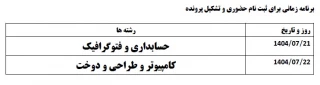 زمان مراجعه حضوری برای ثبت نام مقطع کارشناسی